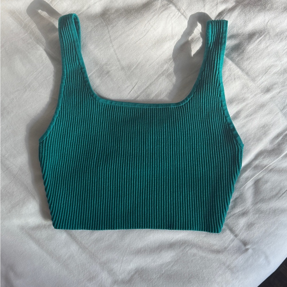 Babaton Teal sculpt Ribbed Tank Top S